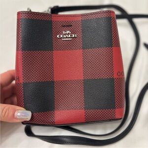 Coach Red and Black Plaid Crossbody Bag